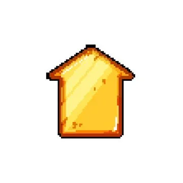 Glossy gold game button pixel art vector illustration Stock Illustration