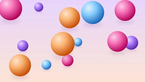 Glossy gradient spheres floating on lilac to peach animated gradient background 動画素材 348294287