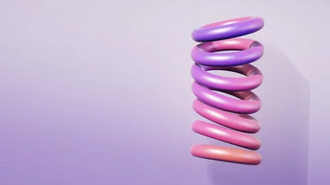Glossy Gradient Torus Rings Stack Twisting Wave 3D Seamless Loop Video stock 347127194