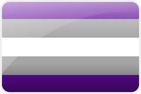 Glossy Gray Asexual Pride Flag Icon - LGBTQ+ Grey Ace Identity Symbol Vecto.. Illustrazione stock