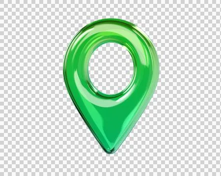 Glossy green 3D map location pin icon Stock Illustration