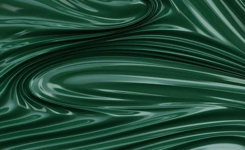 Glossy green fluid texture background with smooth flowing waves. Illustrazione stock