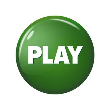 Glossy green round button with word 'Play' Stock Illustration