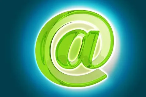 Glossy green at symbol - 3d render Illustrazione stock