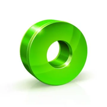 Glossy green Zero 0 number. 3d Illustration on white background. Stock Illustration