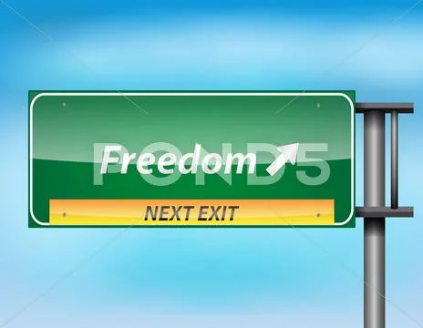 Glossy highway sign with freedom text Stock Illustration