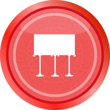 Glossy icon button with billboard isolated on white Stock Illustration