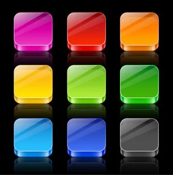 Glossy icon buttons with reflection Stock Illustration