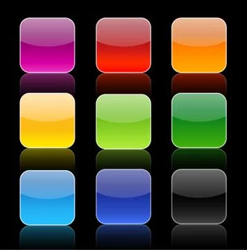 Glossy icon buttons with reflection Stock Illustration