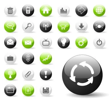 Glossy Icon Set for Web Applications Stock Illustration