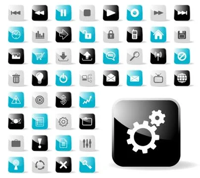 Glossy Icon Set for Web Applications Stock Illustration