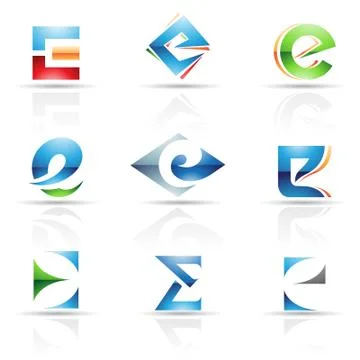 Glossy Icons for letter E Stock Illustration