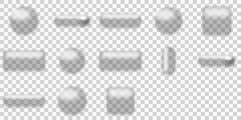 Glossy interface button and shape set containing circular orbs, rounded rec.. Stock Illustration