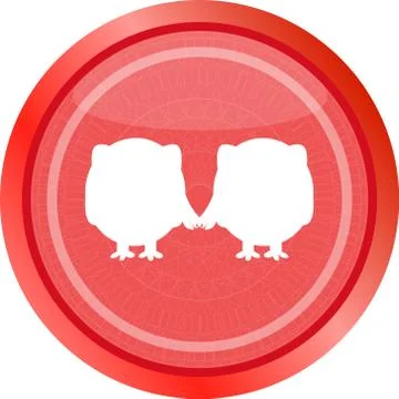 Glossy isolated website and internet web icon with owl symbol Stock Illustration