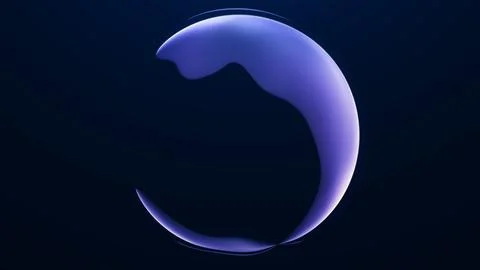 Glossy lavender crescent form on dark blue, a modern minimal abstract with .. 스톡 일러스트