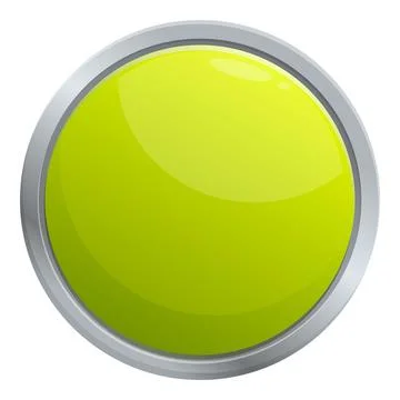 Glossy light green button with metallic frame on white background Stock Illustration
