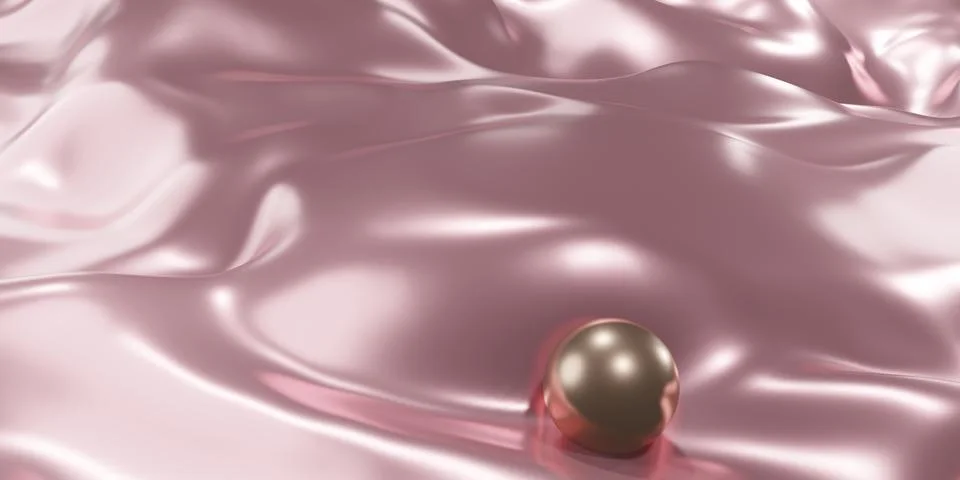 Glossy light pink background texture silk and pearl material 3d illustration Stock Illustration