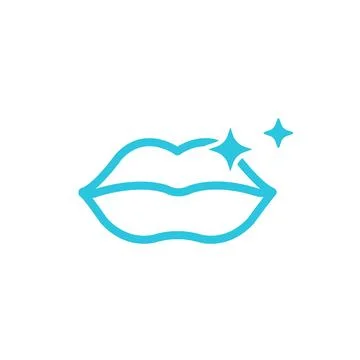 Glossy lips. Isolated on white background. From blue icon set. Stock Illustration
