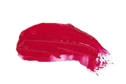 Glossy lipstick track example trace isolated on the white background Stock Photos