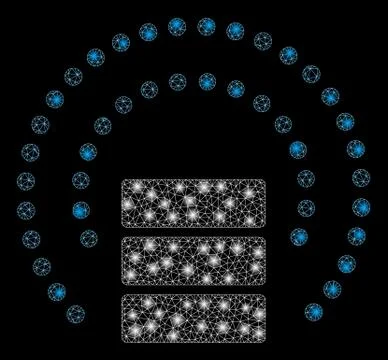 Glossy Mesh 2D Database Sphere Shield with Light Spots Ilustração Stock