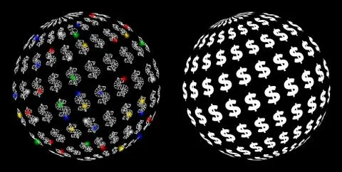 Glossy Mesh 2D Dollar Abstract Sphere Icon with Flash Spots イラスト素材