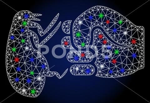 Glossy Mesh 2D Flea Fist Strike with Flash Spots Stock Illustration
