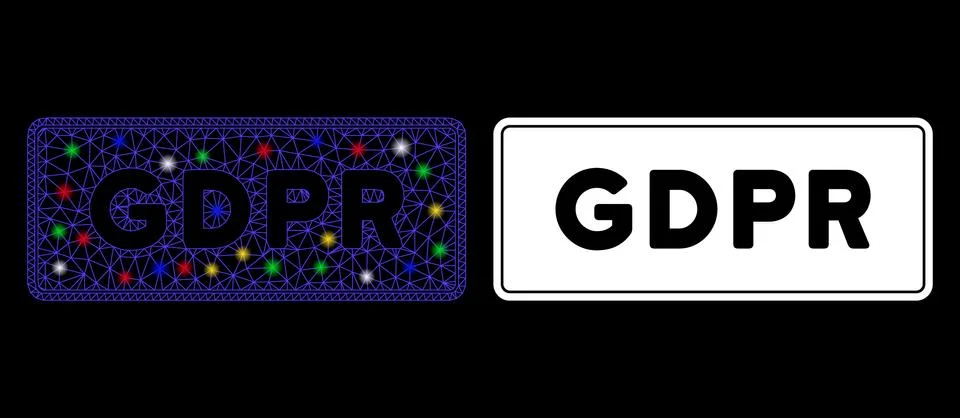 Glossy Mesh 2D GDPR Rectangle Icon with Flash Spots Stockillustratie