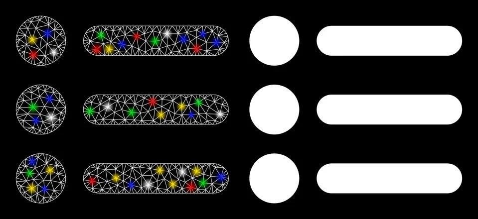 Glossy Mesh 2D Items Icon with Flash Spots Illustrazione stock