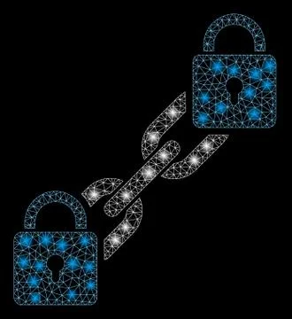 Glossy Mesh 2D Lock Blockchain with Light Spots Stock-Illustration