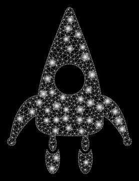 Glossy Mesh 2D Lunar Module with Flare Spots Stock Illustration