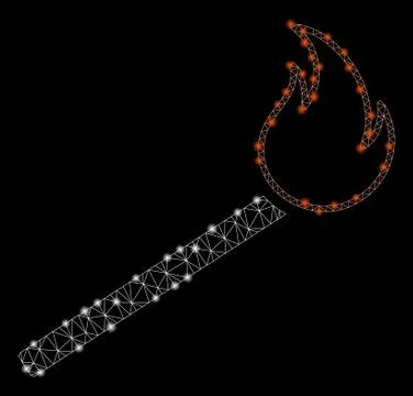 Glossy Mesh 2D Match Fire with Light Spots 스톡 일러스트