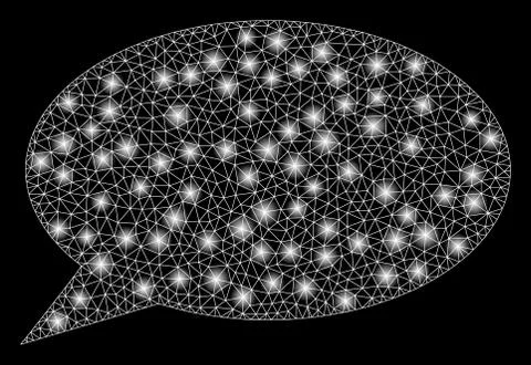 Glossy Mesh 2D Message Cloud with Flash Spots Stock Illustration