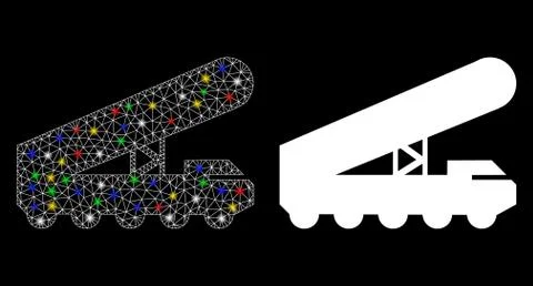 Glossy Mesh 2D Nuclear Rocket Launcher Icon with Flash Spots Stockillustratie
