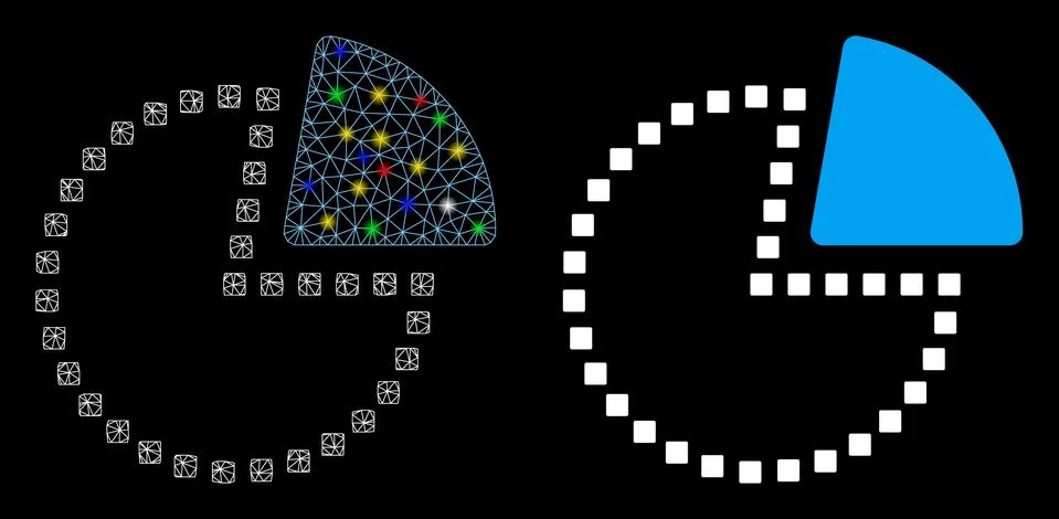 Glossy Mesh 2D Pie Chart Icon with Flare Spots Stockillustratie