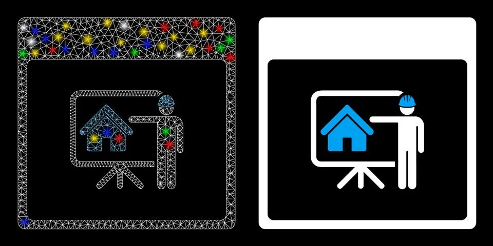 Glossy Mesh 2D Realty Developer Calendar Page Icon with Flare Spots Stockillustratie