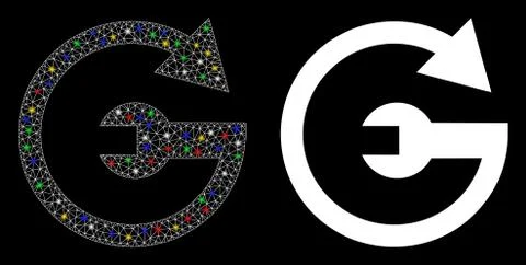 Glossy Mesh 2D Repeat Service Icon with Light Spots Stock Illustration