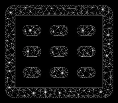 Glossy Mesh 2D Table Grid with Flare Spots Stock Illustration