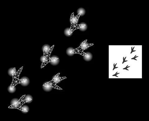 Glossy Mesh Bird Steps Icon with Glare Light Spots Illustrazione stock