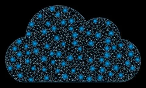 Glossy Mesh Carcass Cloud with Light Spots Stock Illustration