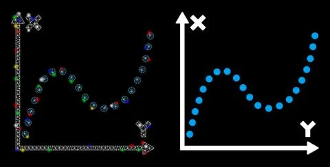 Glossy Mesh Carcass Dotted Plot Icon with Flash Spots Ilustración de archivo