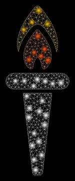Glossy Mesh Carcass Fire Torch with Flare Spots Illustrazione stock