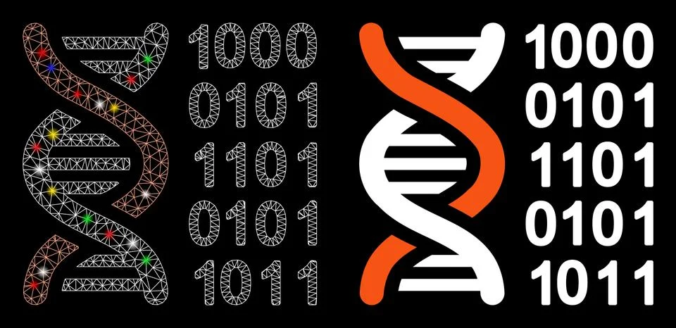 Glossy Mesh Carcass Genetical Code Icon with Light Spots イラスト素材