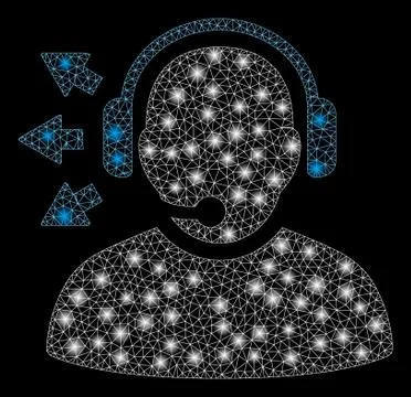 Glossy Mesh Carcass Operator Answer Speech with Light Spots Illustrazione stock