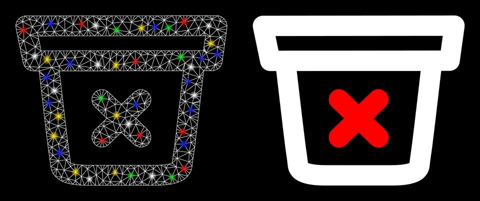 Glossy Mesh Carcass Remove Data Icon with Flare Spots Stock Illustration