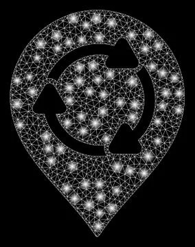 Glossy Mesh Carcass Rotation Map Marker with Flare Spots Illustrazione stock
