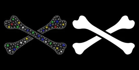 Glossy Mesh Network Bones Icon with Light Spots 스톡 일러스트