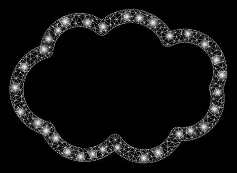 Glossy Mesh Network Cloud with Flash Spots 스톡 일러스트