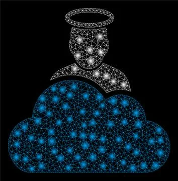 Glossy Mesh Network Cloud God with Light Spots イラスト素材