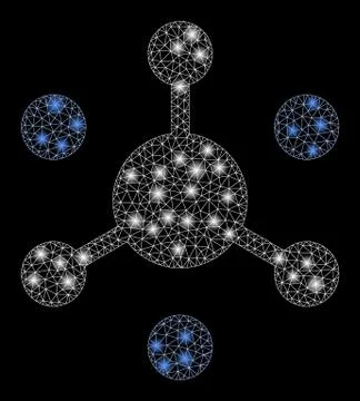 Glossy Mesh Network Data Network with Flare Spots Illustrazione stock