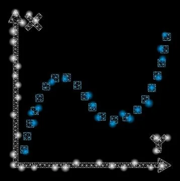 Glossy Mesh Network Dotted Plot with Light Spots Stock Illustration